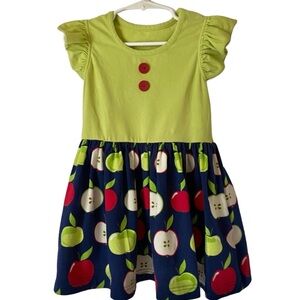 Eleanor Rose Dress, Apple Green and Navy, Size 3/4 Girls